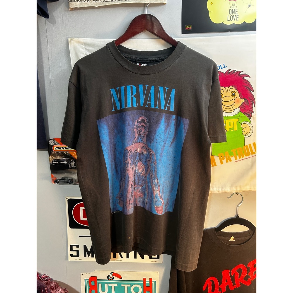 Vintage Nirvana Sliver T-Shirt Mens L Black 1992 Giant Anvil Band Tee Grunge
